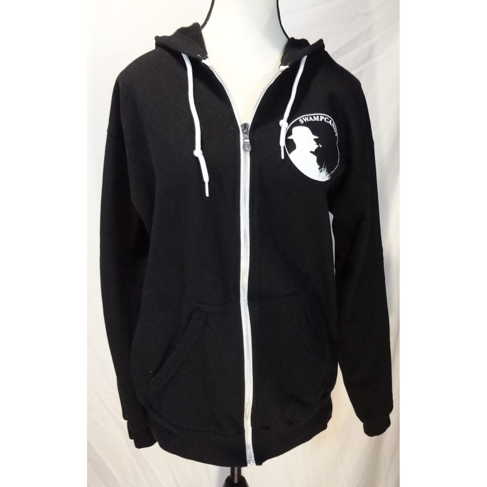 Swamp Candy‎ Zip Up Hoodie Black Graphic Print Sweatshirt